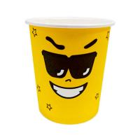Стакан бумажный для горячих напитков Emoji желтый 450 мл D90 мм
