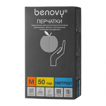 Перчатки нитриловые неопудренные M (50 пар)